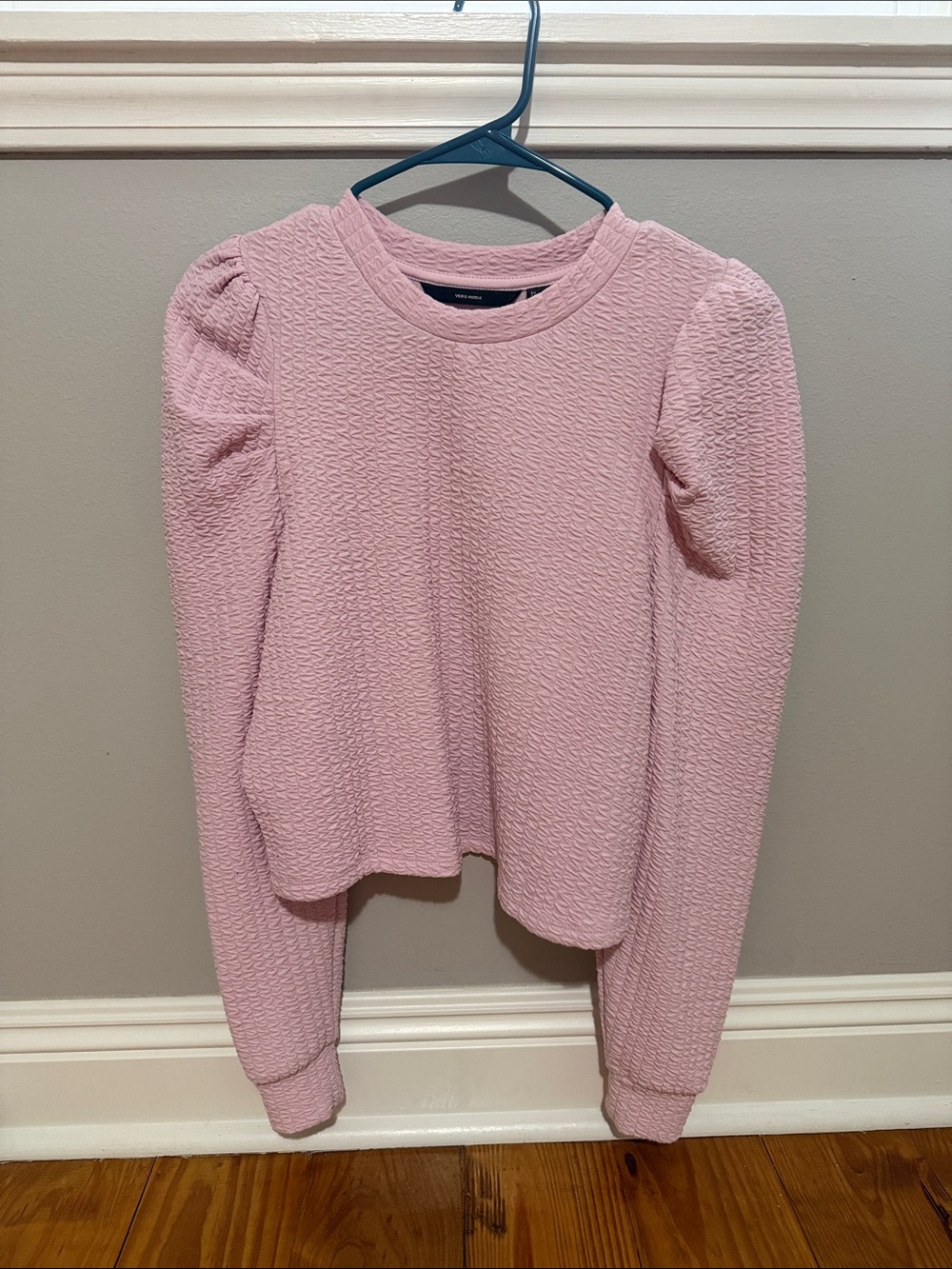 Vero Moda Pale Pink Textured Puff-Sleeve Top